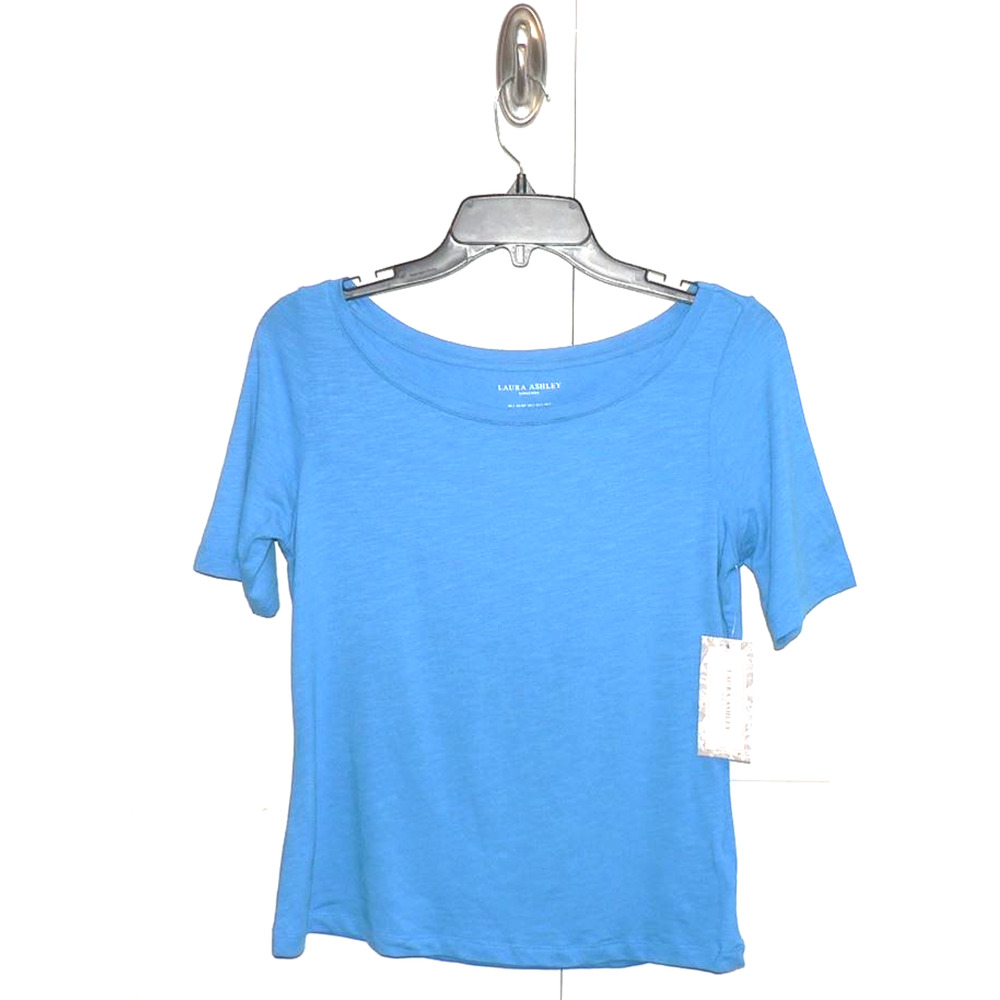 Laura‎ Ashley Women's Modal Blend Short Sleeve Solid T-Shirt Lake Blue Small $39